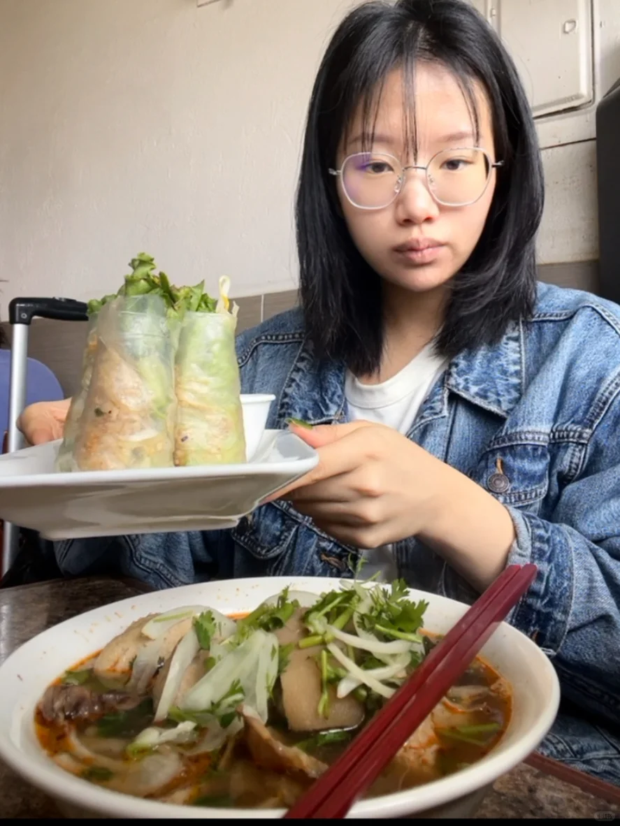 Even with a suitcase in tow, I'm heading straight for that Vietnamese pho and spring rolls!
