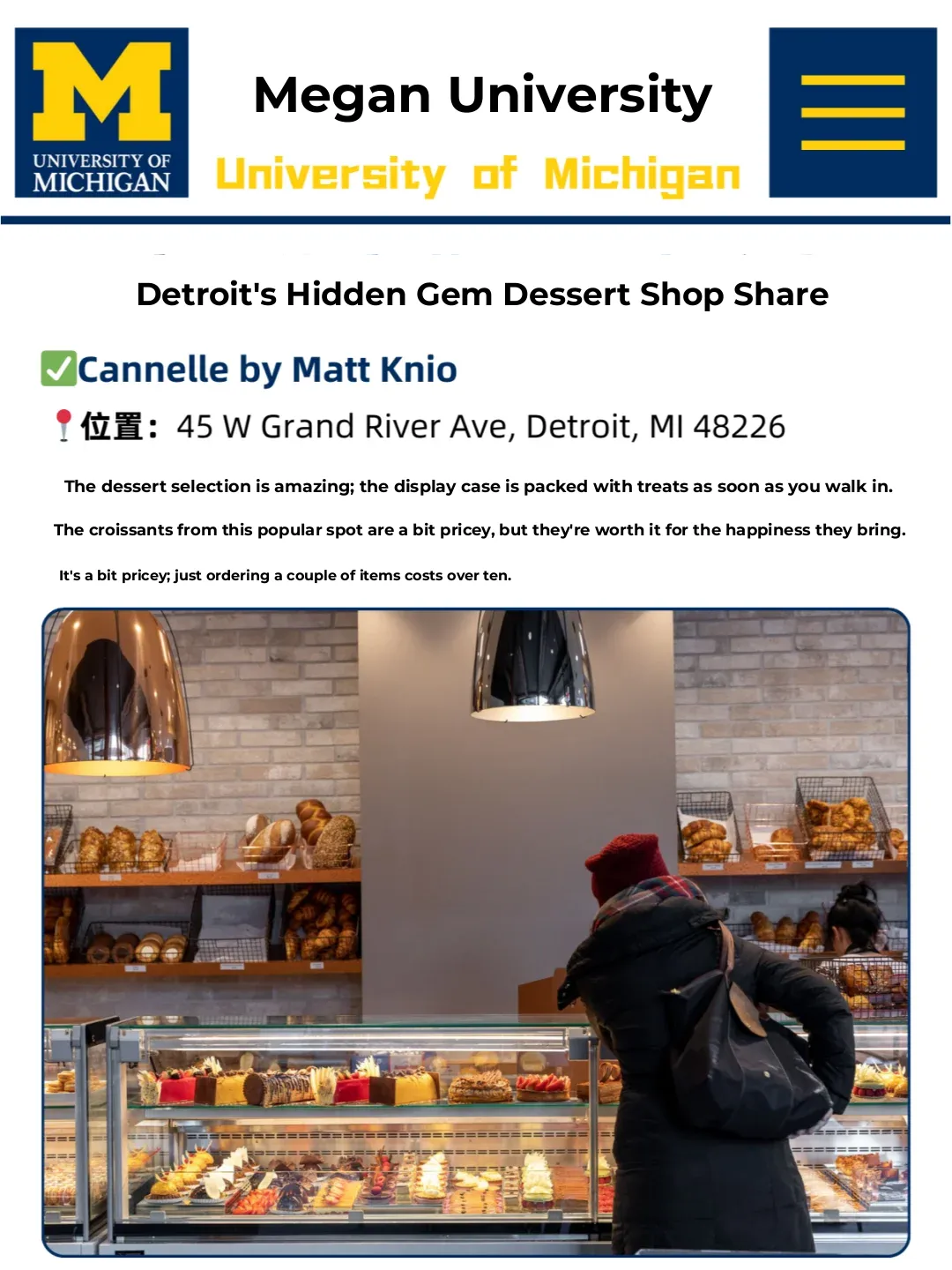 UMich丨Sweet Tooth Heaven! A Must-Visit Dessert Spot for International Students!