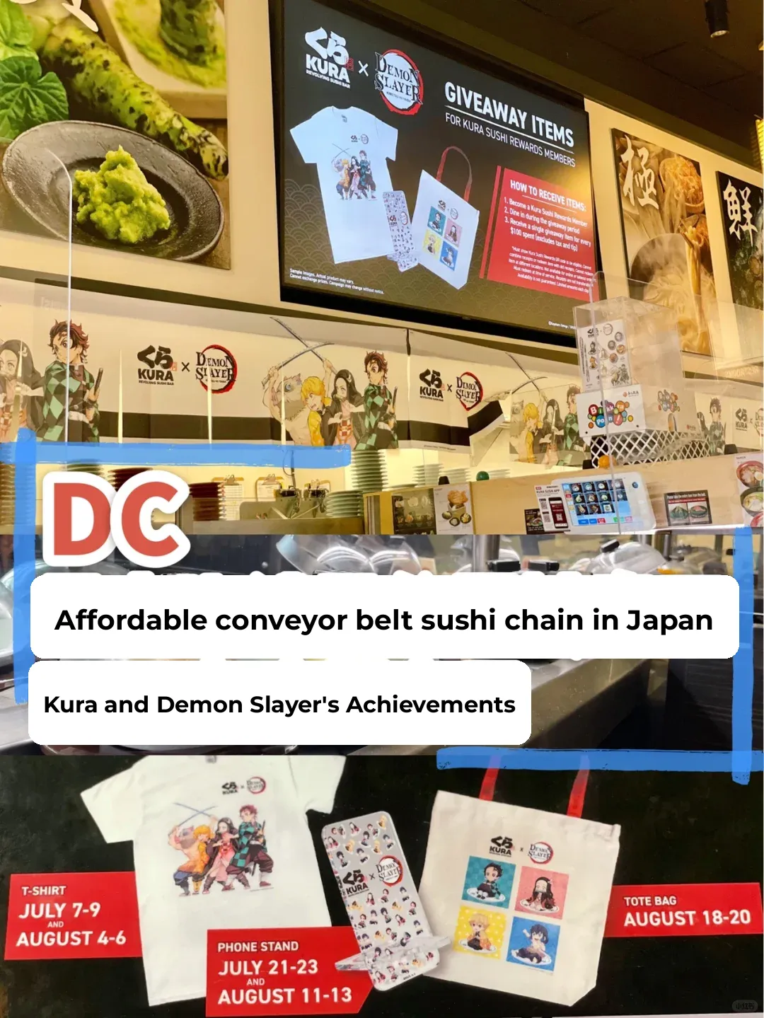 The collaboration event between conveyor belt sushi chain Kura and Demon Slayer has begun.