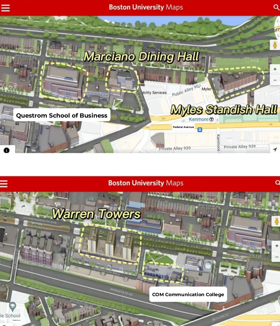 BU Boston University Freshman Campus Map Guide