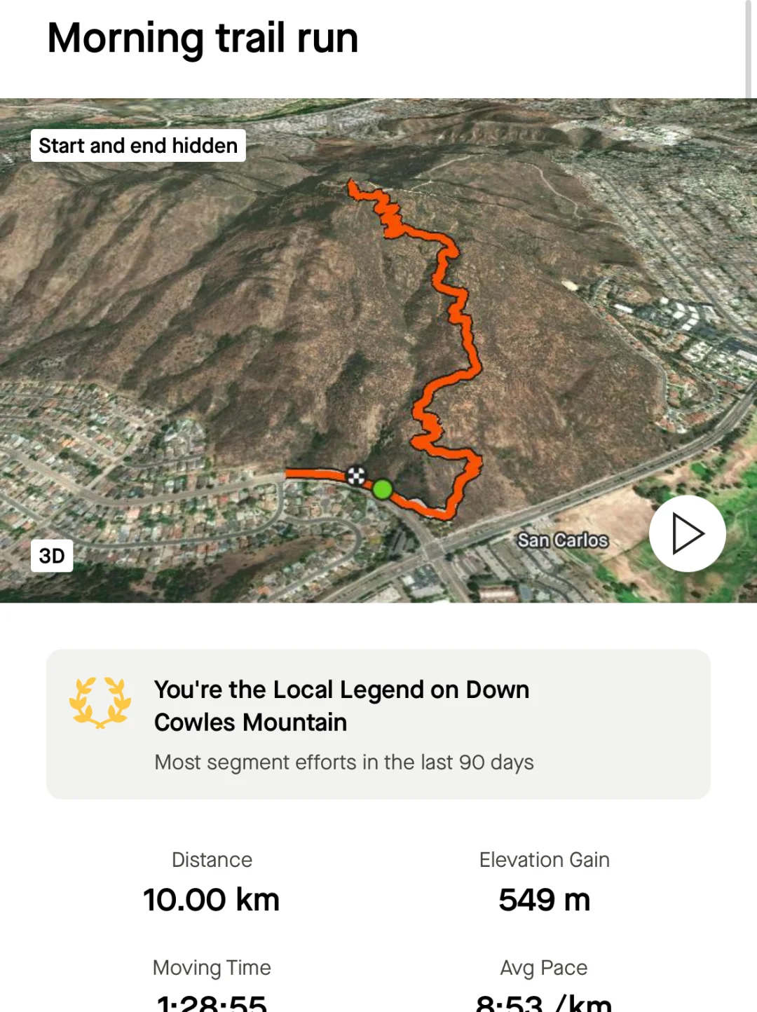 San Diego City Trail Run Routes