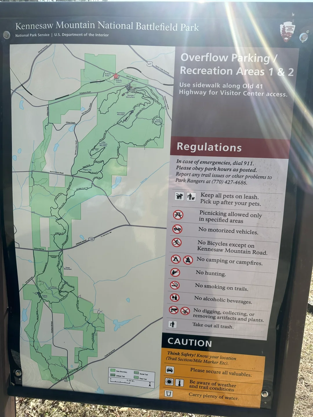 February and April at Kennesaw Mountain in Atlanta