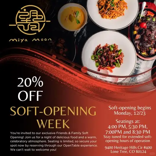 Miya Moon Soft Opening in South Denver – 20% Off This Week
