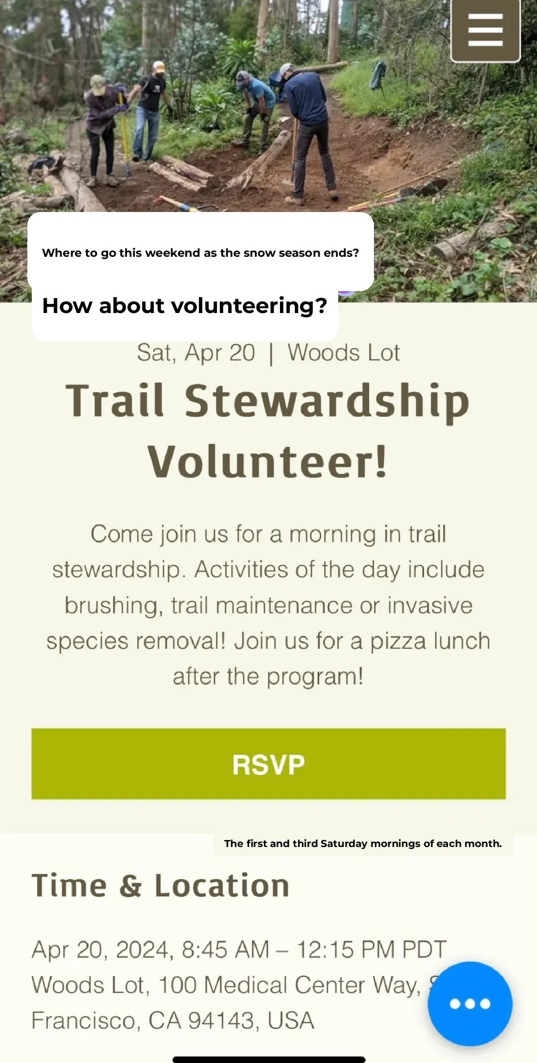 Bay Area Volunteer Event | Mt Sutro Trail Maintenance