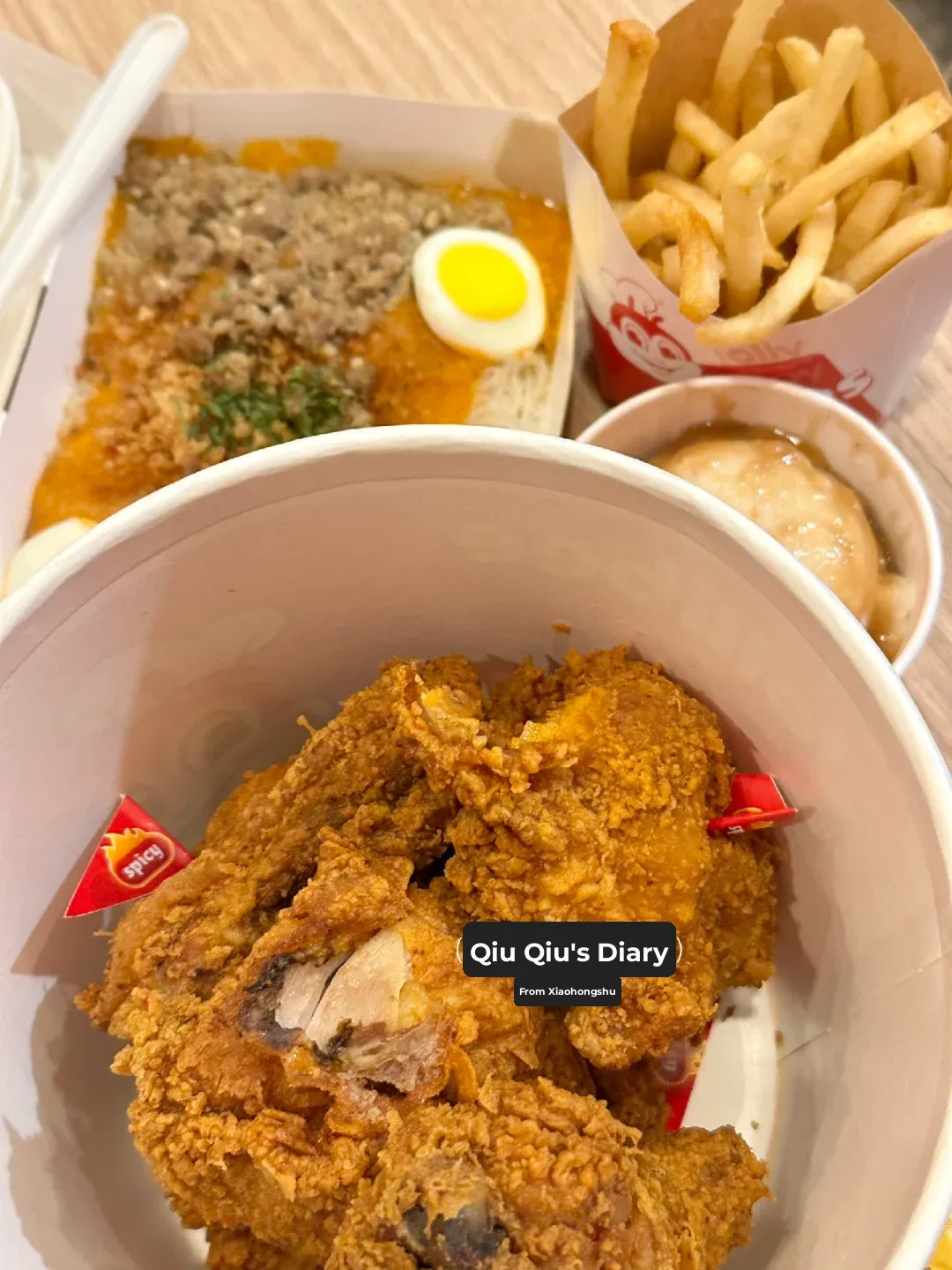 "Jollibee’s Spicy Fried Chicken: My Current Favorite for Its Juicy Goodness!"