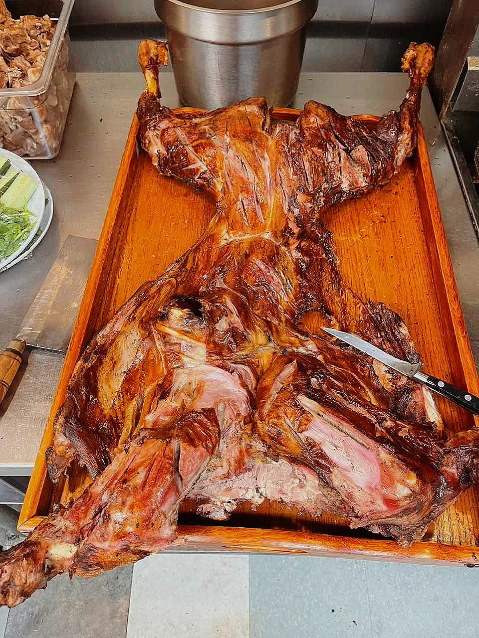 Eating Whole Roasted Lamb in Columbus