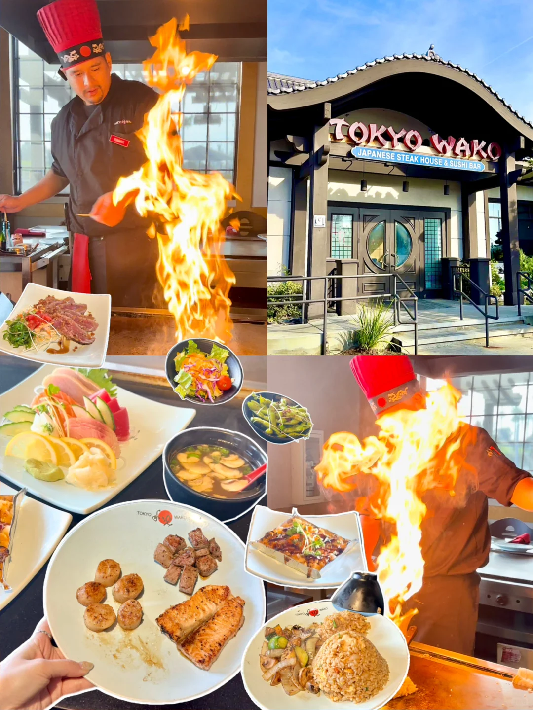 Girls, I'm diving in first! The acrobatic teppanyaki show is a total blast! 🤹🏻‍♂️